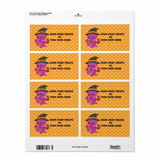 Halloween Octopus Etiket (Full Sheet)