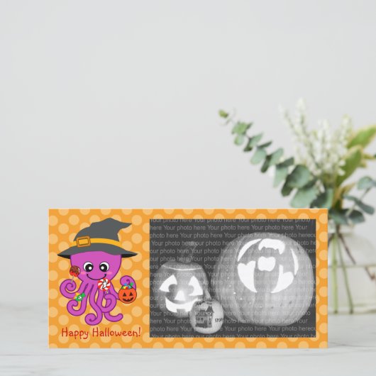 Halloween Octopus Feestdagenkaart (Staand voorkant)