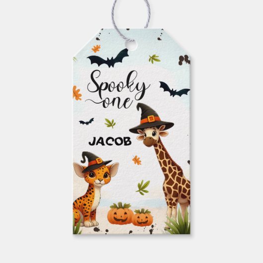 Halloween Oerwoud Safari Animals Boy 1st Birthday Cadeaulabel (Voorkant)