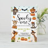 Halloween Oerwoud Safari Animals Boy 1st Birthday Kaart (Staand voorkant)