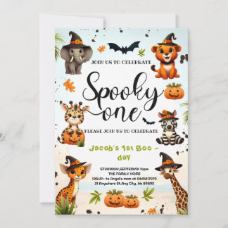 Halloween Oerwoud Safari Animals Boy 1st Birthday Kaart