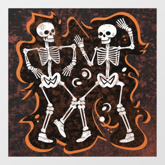Halloween of Day of the Dead Dancing Skeletons Raamsticker (Vel)