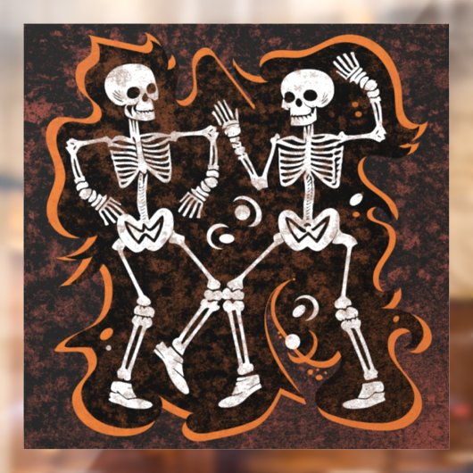 Halloween of Day of the Dead Dancing Skeletons Raamsticker (Vel 2)