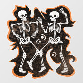 Halloween of Day of the Dead Dancing Skeletons Raamsticker (Vel)