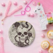 Halloween of huwelijksplaats instelling schedel we papieren bordje (Feest)