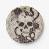 Halloween of huwelijksplaats instelling schedel we papieren bordje (Voorkant)
