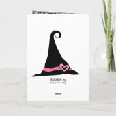 Halloween (of Verjaardag) Roze Schattigee Heksenka Kaart (Achterkant)