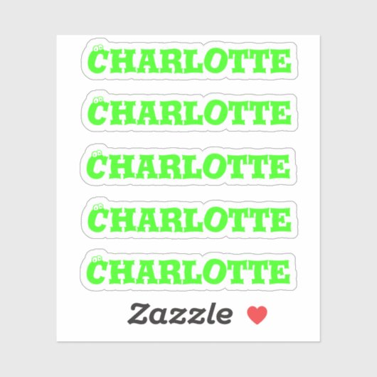 Halloween Ogen | Neon Groene Naam Sticker (Vel)