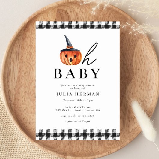 Halloween Oh Baby Black Pset Baby shower Kaart