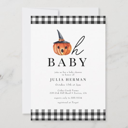 Halloween Oh Baby Black Pset Baby shower Kaart (Voorkant)