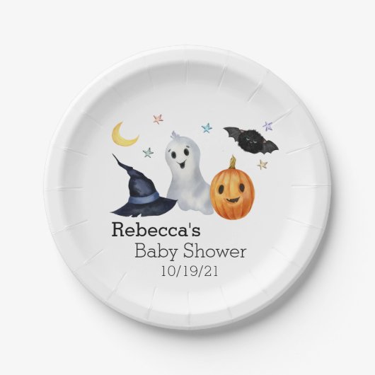 Halloween Oktober Baby shower Ghost Boo Papieren Bordje (Voorkant)