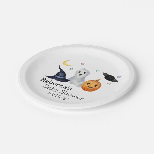 Halloween Oktober Baby shower Ghost Boo Papieren Bordje (Gekanteld)