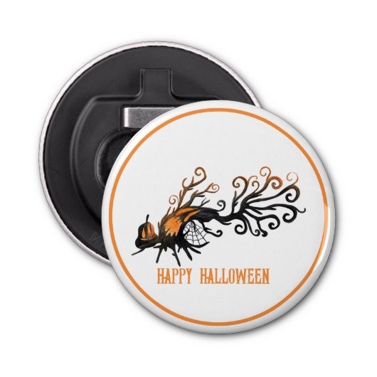 Halloween/oktober/Herfst/pompoenboom Button Flesopener (Voorkant)