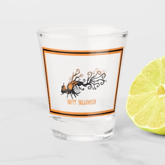 Halloween/oktober/Herfst/pompoenboom Shot Glas (Voorkant)