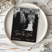 Halloween Oktober Mansion Bruiloft Save The Date Aankondigingskaart