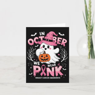 Halloween Oktober We Draag Roze Spook Borstkanker Kaart