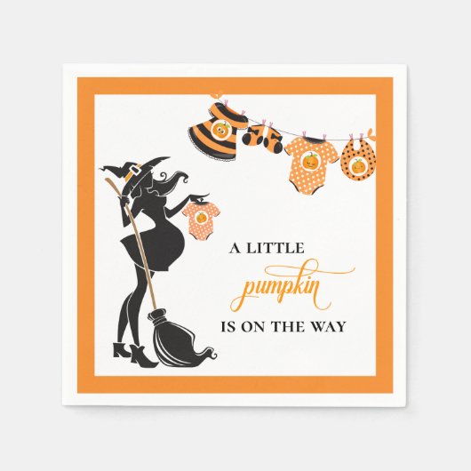 Halloween Oktober Witch Pumpkin Baby shower Servet (Voorkant)