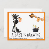 Halloween Oktober Zwangerschap Aankondiging Witch Briefkaart (Voorkant / Achterkant)