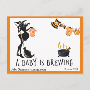 Halloween Oktober Zwangerschapsaankondiging Heks Briefkaart