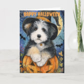 Halloween Old English Sheepdog Dog Feestdagen Kaart (Voorkant)