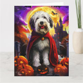 Halloween Old English Sheepdog Vampire Pumpkins Kaart (Voorkant)