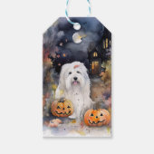 Halloween Old English Sheepdog with Pumpkins Scary Cadeaulabel (Voorkant)