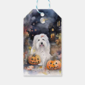 Halloween Old English Sheepdog with Pumpkins Scary Cadeaulabel (Achterkant)