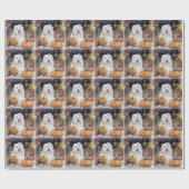 Halloween Old English Sheepdog with Pumpkins Scary Cadeaupapier (Vlak)