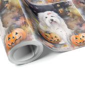 Halloween Old English Sheepdog with Pumpkins Scary Cadeaupapier (Rol Hoek)