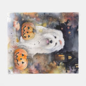 Halloween Old English Sheepdog with Pumpkins Scary Fleece Deken (Voorkant (Horizontaal))