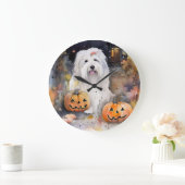 Halloween Old English Sheepdog with Pumpkins Scary Grote Klok (Huis)