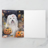 Halloween Old English Sheepdog with Pumpkins Scary Kaart (Binnen)