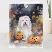 Halloween Old English Sheepdog with Pumpkins Scary Kaart (Voorkant)