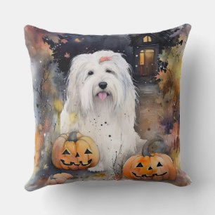 Halloween Old English Sheepdog with Pumpkins Scary Kussen