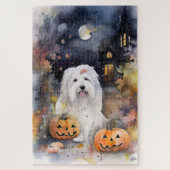 Halloween Old English Sheepdog with Pumpkins Scary Legpuzzel (Verticaal)