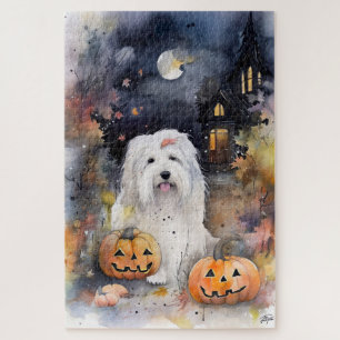 Halloween Old English Sheepdog with Pumpkins Scary Legpuzzel