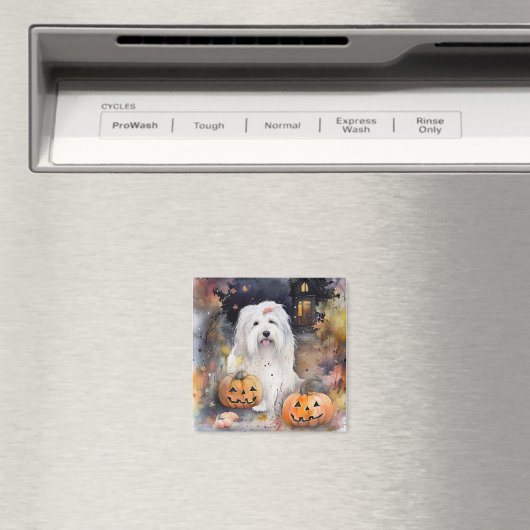 Halloween Old English Sheepdog with Pumpkins Scary Magneet (Insitu (Vaatwasser))