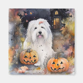 Halloween Old English Sheepdog with Pumpkins Scary Magneet (Voorkant)