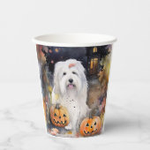 Halloween Old English Sheepdog with Pumpkins Scary Papieren Bekers (Voorkant)