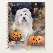 Halloween Old English Sheepdog with Pumpkins Scary Planner (Voorkant)