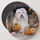 Halloween Old English Sheepdog with Pumpkins Scary Ronde Button 6,0 Cm (Voorkant /achterkant)