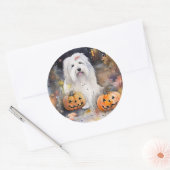 Halloween Old English Sheepdog with Pumpkins Scary Ronde Sticker (Envelop)