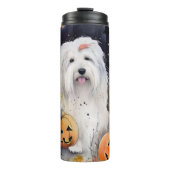 Halloween Old English Sheepdog with Pumpkins Scary Thermosbeker (Voorkant)