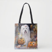 Halloween Old English Sheepdog with Pumpkins Scary Tote Bag (Voorkant)