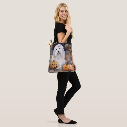 Halloween Old English Sheepdog with Pumpkins Scary Tote Bag (Op model)