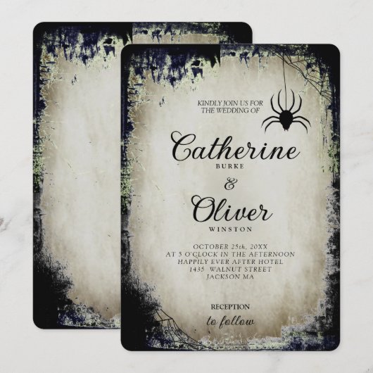 Halloween Old Paper Gothic Spider Web Lijst Kaart (Voorkant / Achterkant)
