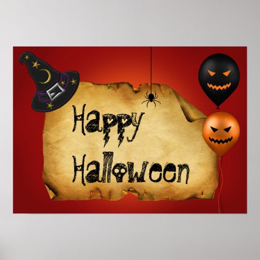 Halloween Old Parchment Greeting Poster (Voorkant)