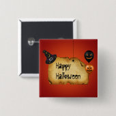 Halloween Old Parchment Greeting Vierkante Button 5,1 Cm (Voorkant /achterkant)