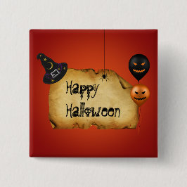 Halloween Old Parchment Greeting Vierkante Button 5,1 Cm