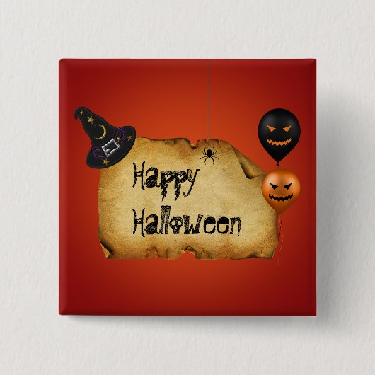 Halloween Old Parchment Greeting Vierkante Button 5,1 Cm (Voorkant)
